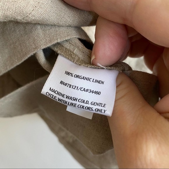 Eileen Fisher tan linen top buttons, 3/4 sleeve Medium - Picture 6 of 7
